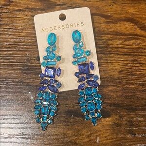 Blue and Silver Statement Earrings